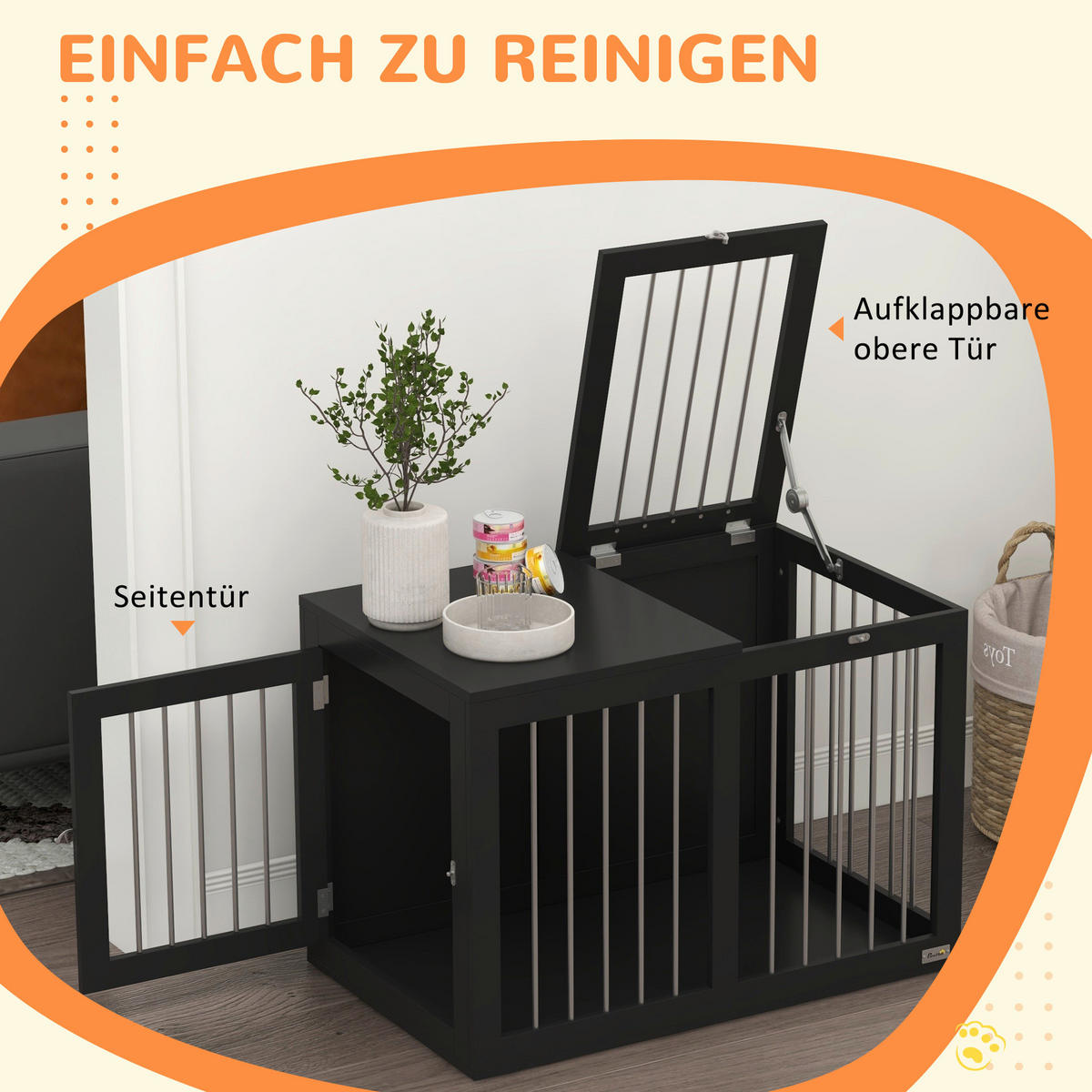 PawHut Hunde-Zubehör schwarz Polypropylen B/H/L: ca. 50x80x56,5 cm Hundekäfig - schwarz (56,50/50,00/80,00cm) - PawHut