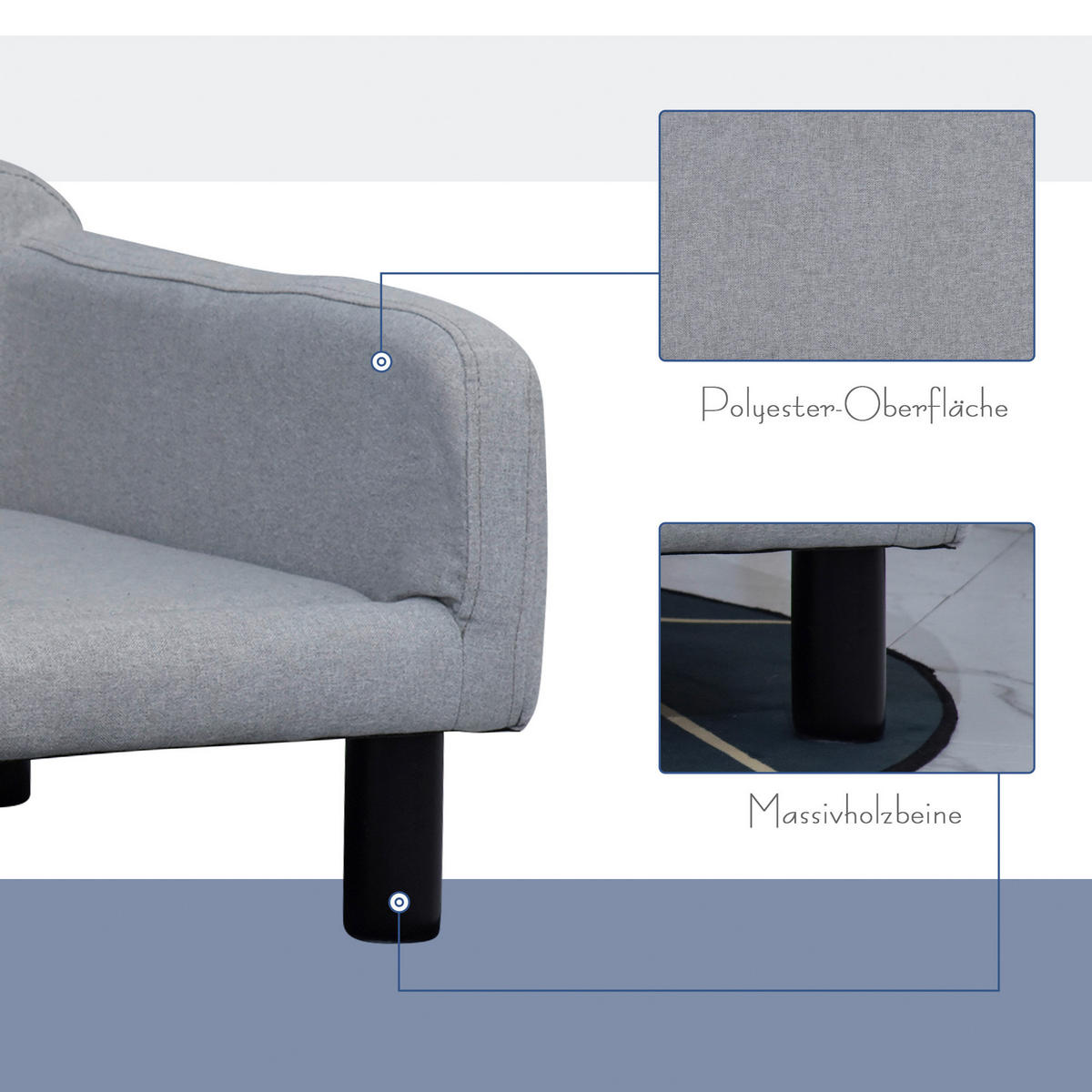PawHut Hundesofa hellgrau Polyester B/H/L: ca. 82x36x54 cm Hundesofa - hellgrau (54,00/82,00/36,00cm) - PawHut