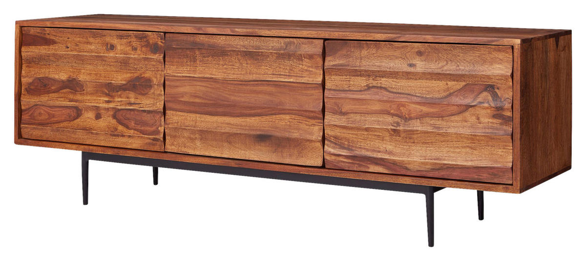 Lowboard natur schwarz lackiert B/H/T: ca. 147x50x38 cm Lowboard - natur/schwarz (147,00/50,00/38,00cm) - Wohnling