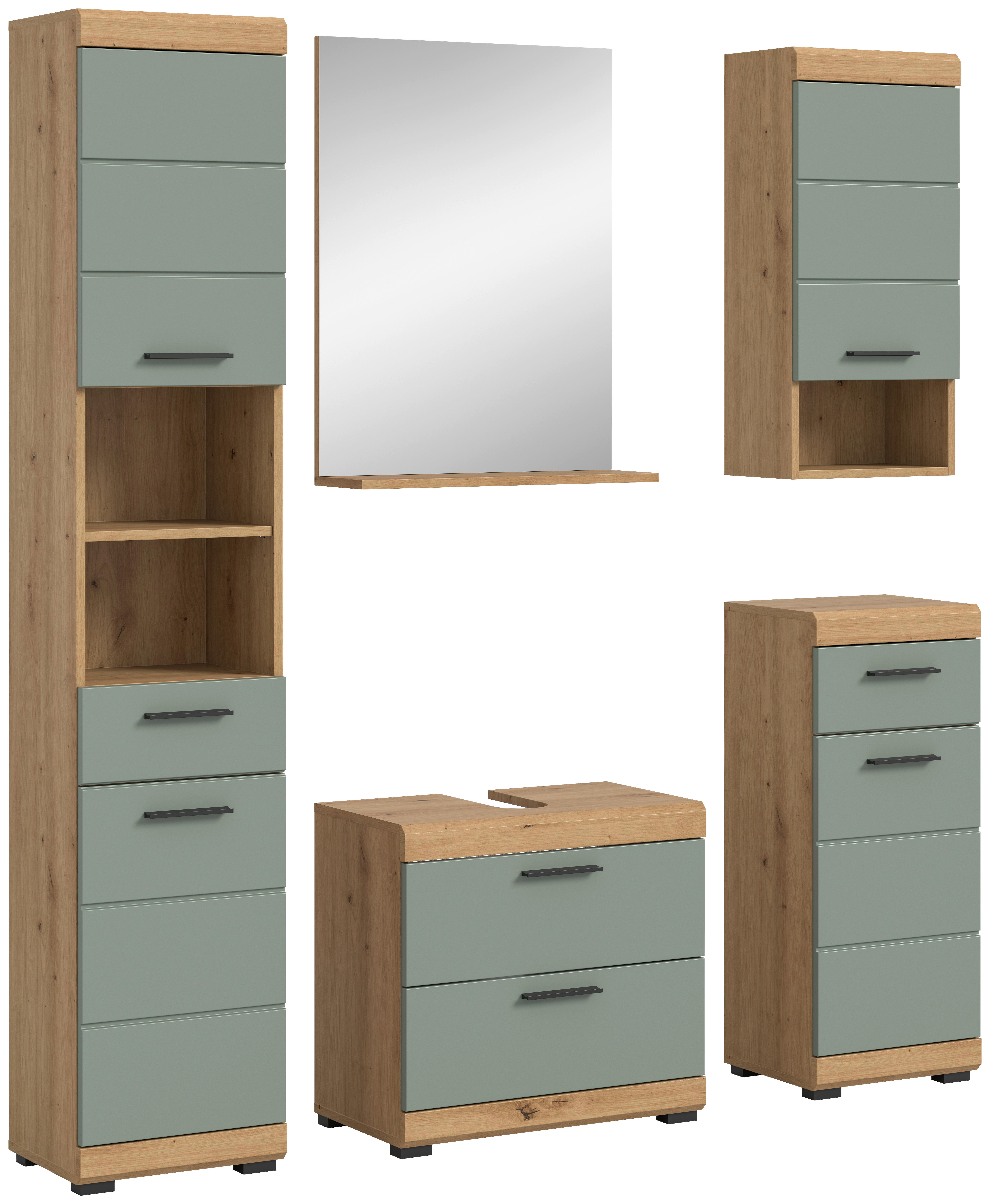 Badezimmer-Set Scout Eiche Artisan Nachbildung salbei Nachbildung B/H/T: ca. 164x191x37 cm Scout - Eiche/salbei (164,00/191,00/37,00cm) - xonox.home