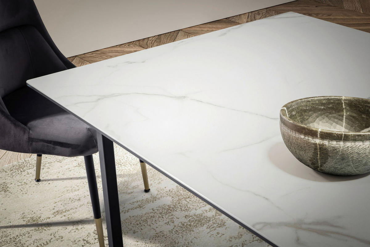 Esstisch weiß Marmor Optik B/H/T: ca. 180x76x90 cm Esstisch - weiß (180,00/76,00/90,00cm) - Wohnling