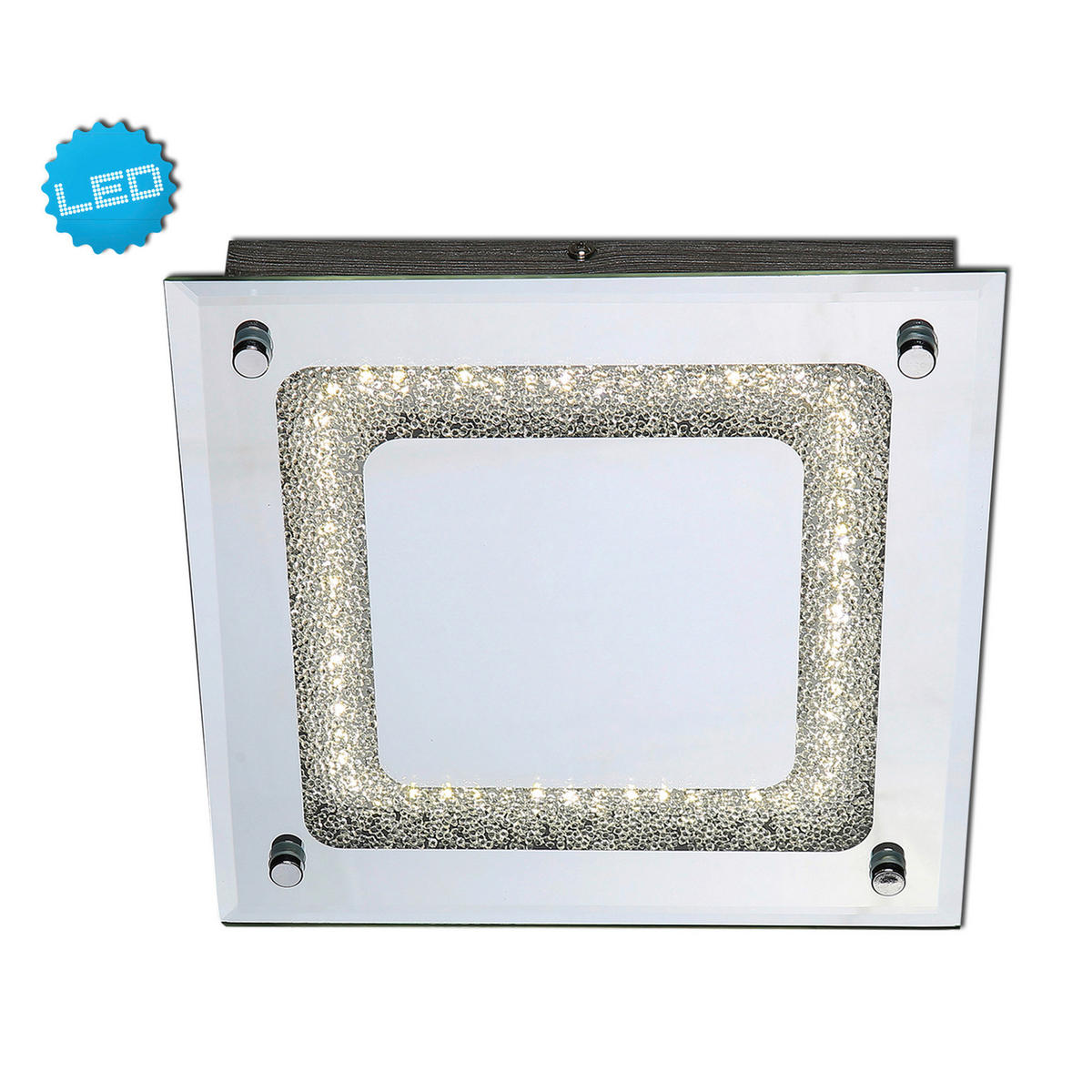 Näve Leuchten Deckenleuchte 1223742 Chrom Glas Metall B/H/T: ca. 24x6x24 cm null 1 Brennstellen Thun - Chrom (24,00/6,00/24,00cm) - Näve Leuchten