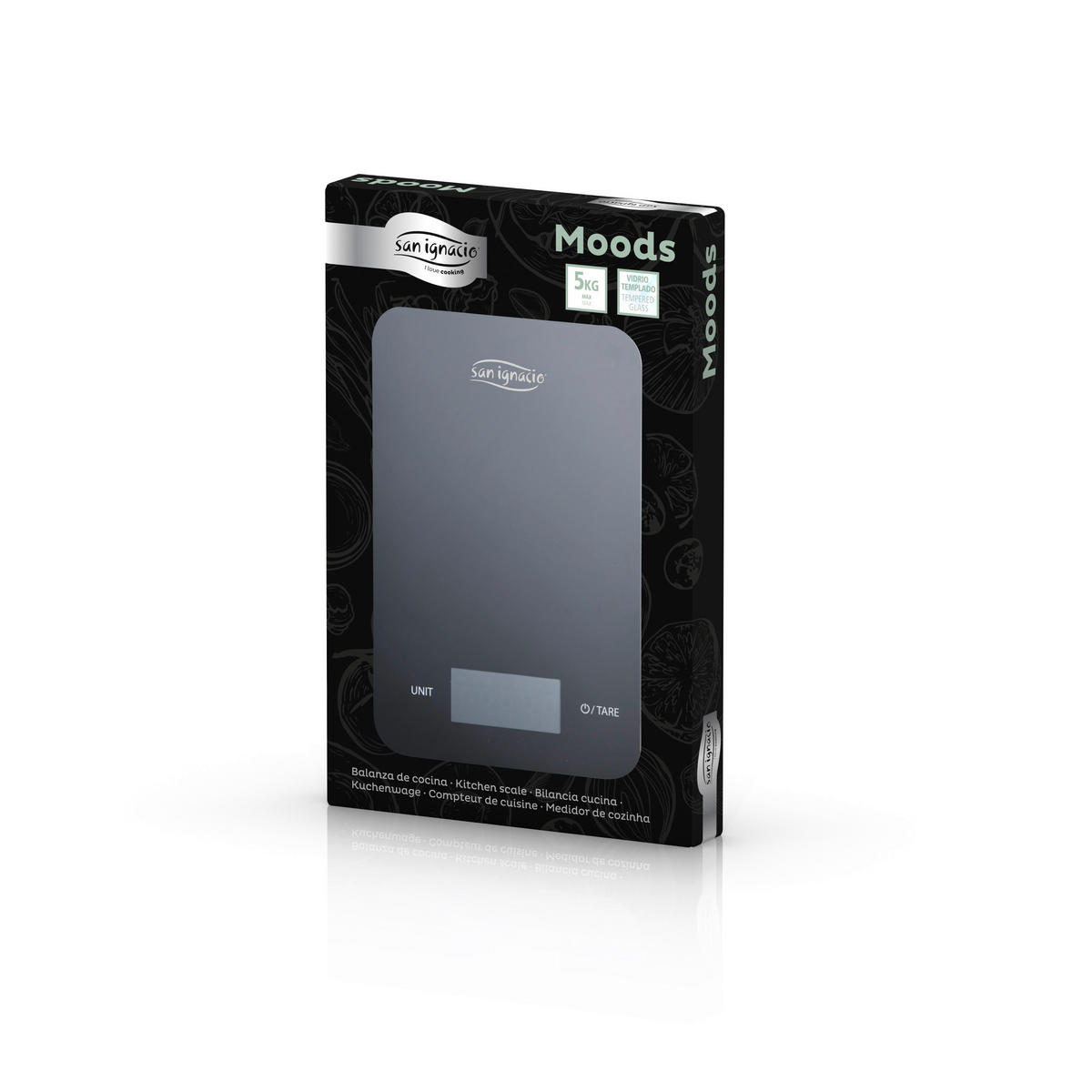 SAN IGNACIO Küchenwaage MOODS schwarz Glas B/H/L: ca. 21,5x14,6x14 cm MOODS - schwarz (14,00/21,50/14,60cm) - SAN IGNACIO
