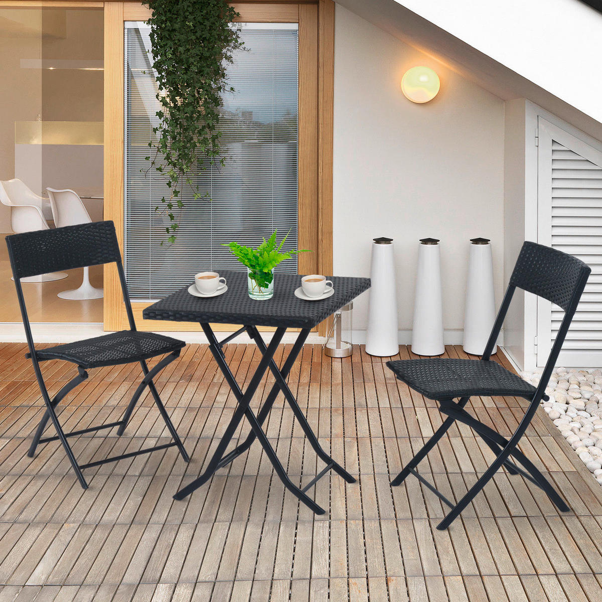 Outsunny Bistroset schwarz Metall Bistroset 3tlg. - schwarz - Outsunny