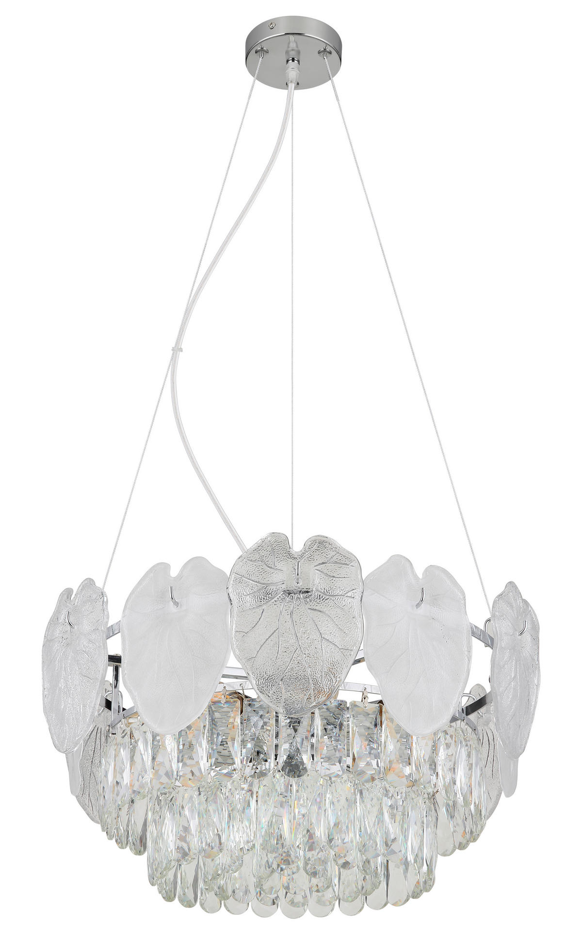 GLOBO Luster Chrom klar Glas Metall H/D: ca. 120x50 cm E14 8 Brennstellen BENJAMIN - klar/Chrom (50,00/120,00cm) - GLOBO