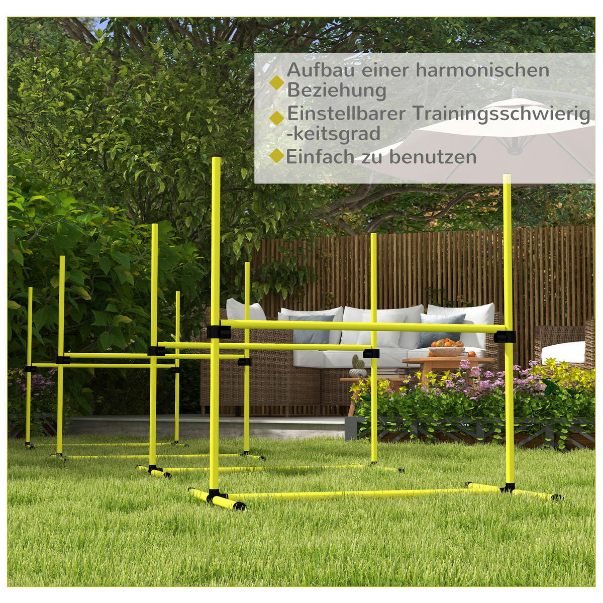 PawHut Hunde-Agility-Set gelb Kunststoff B/H/L: ca. 65x94x99 cm Hunde-Agility-Set - gelb (99,00/65,00/94,00cm) - PawHut
