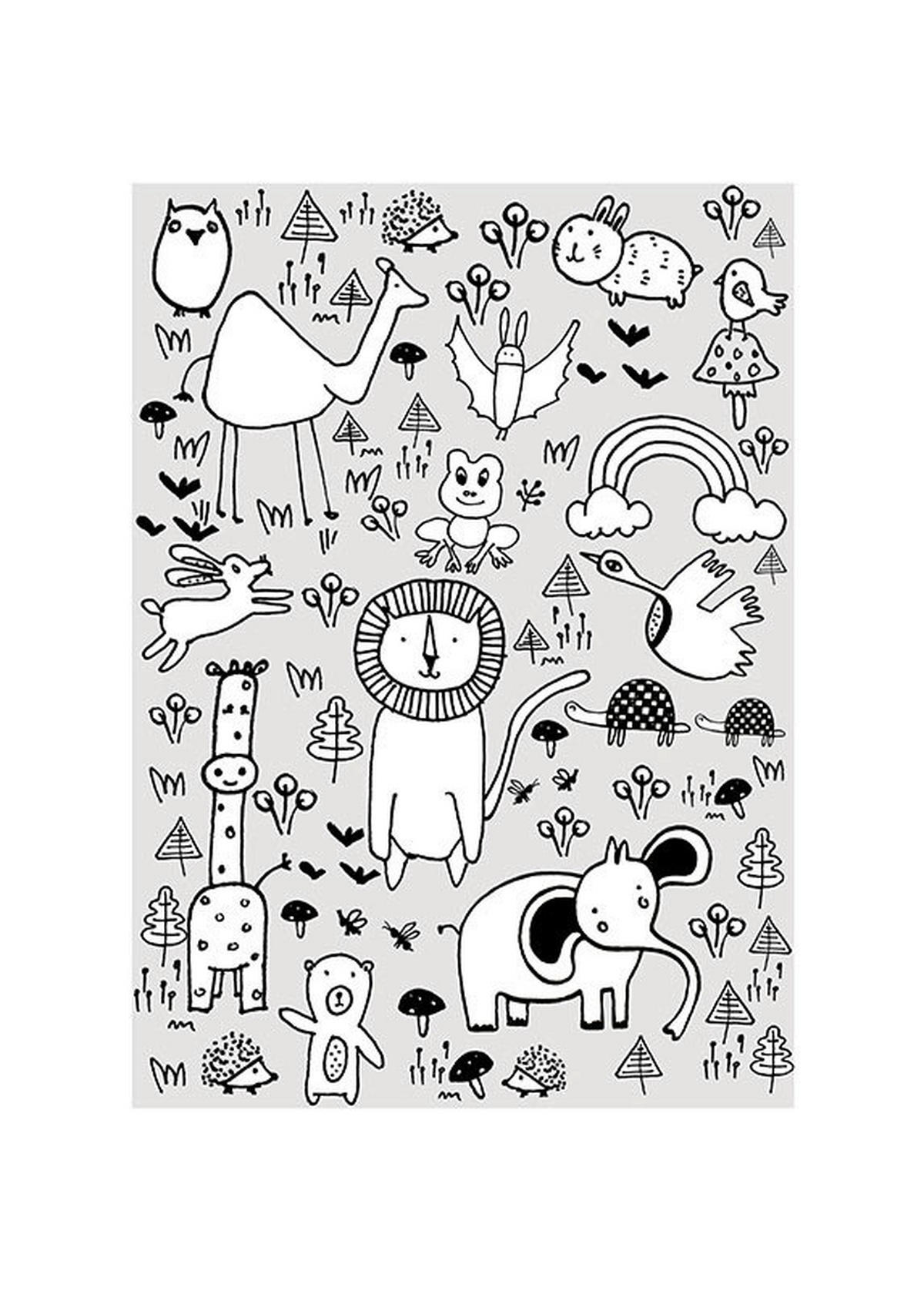 Komar Poster Scribble Park Tiere B/L: ca. 50x70 cm Scribble Park - (50,00/70,00cm) - Komar