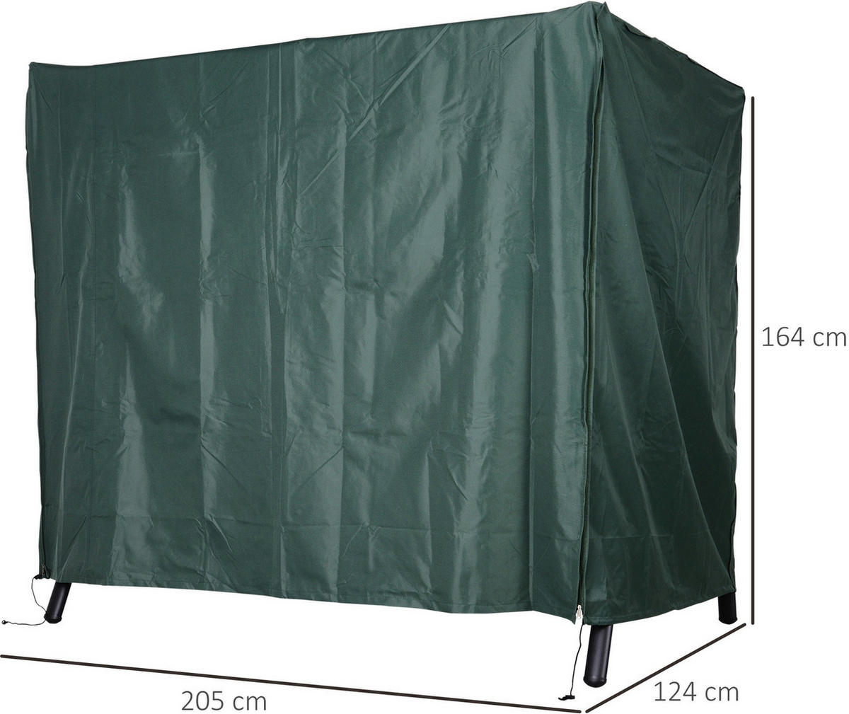 Outsunny Abdeckung für Hollywoodschaukel dunkelgrün Polyester-Mischgewebe B/H/L: ca. 124x164x205 cm Abdeckung_Hollywoodschaukel - dunkelgrün (205,00/124,00/164,00cm) - Outsunny