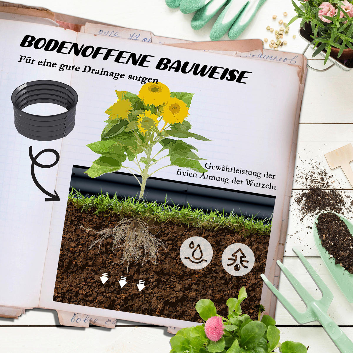 Outsunny Hochbeet 2er Set dunkelgrau Stahl B/H/L: ca. 60x30x60 cm Hochbeet 2er Set - dunkelgrau (60,00/60,00/30,00cm) - Outsunny