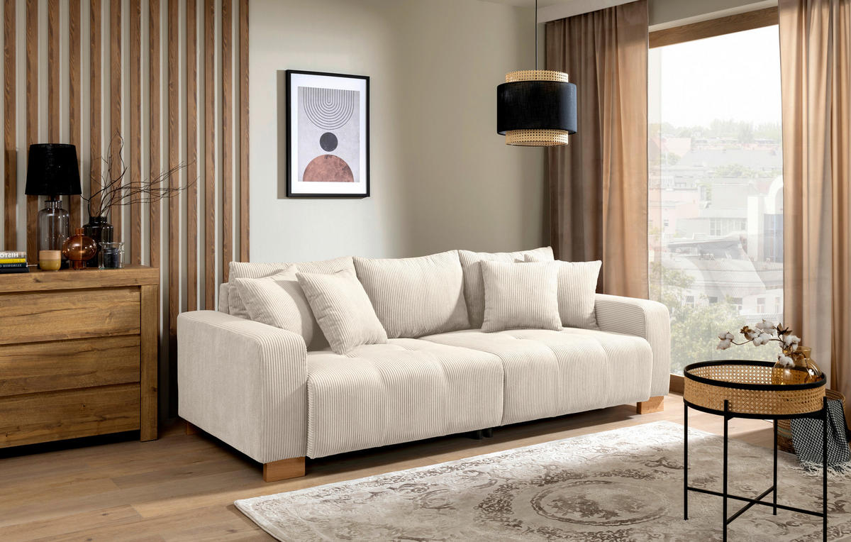 Big Sofa Alpha New creme Microfaser B/H/T: ca. 244x85x112 cm Alpha New - buche/creme (244,00/85,00/112,00cm)