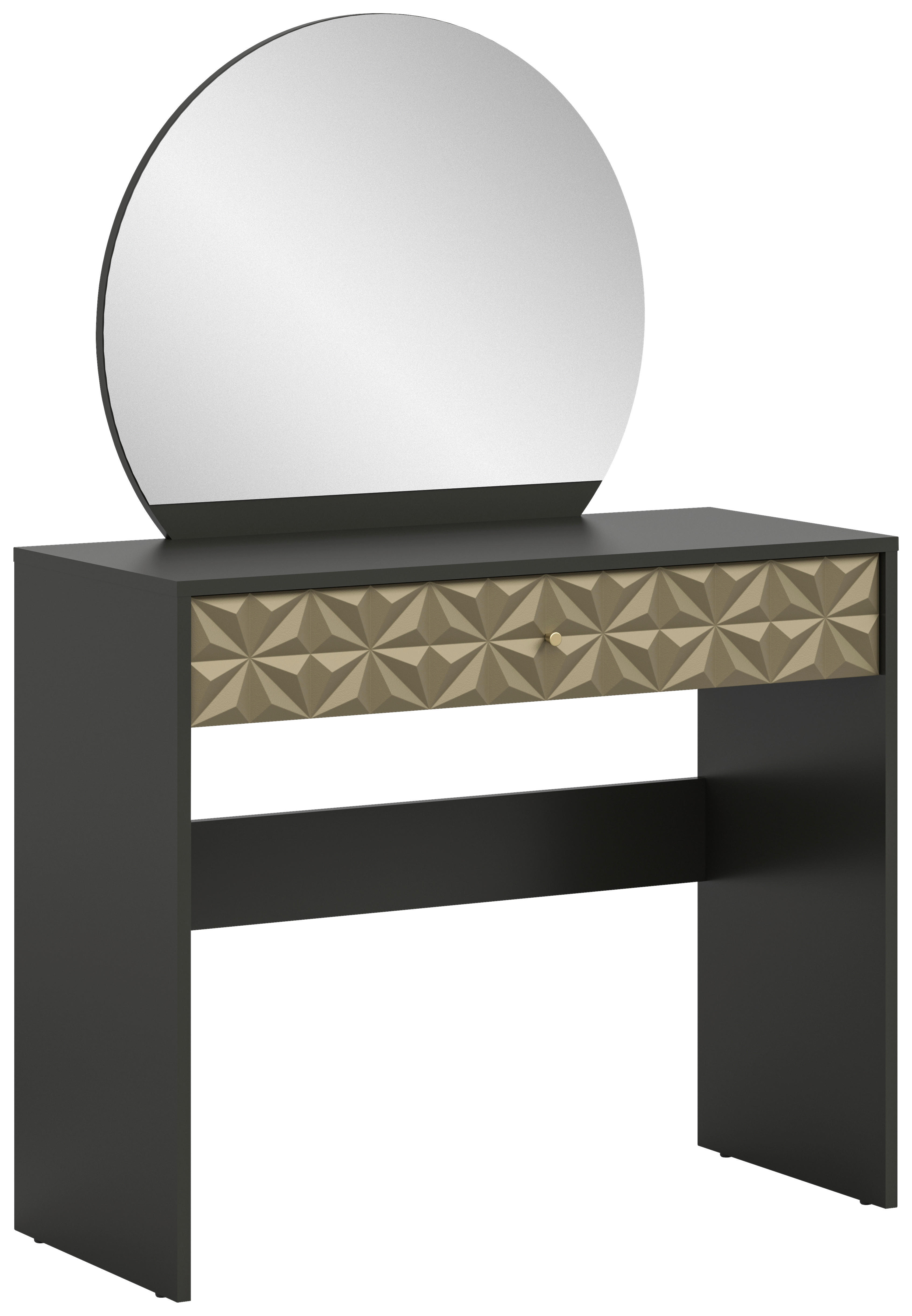 Schminktisch PRISMA schwarz gold Hochglanz Optik B/H/T: ca. 90x133x39 cm PRISMA - gold/schwarz (90,00/133,00/39,00cm) - xonox.home