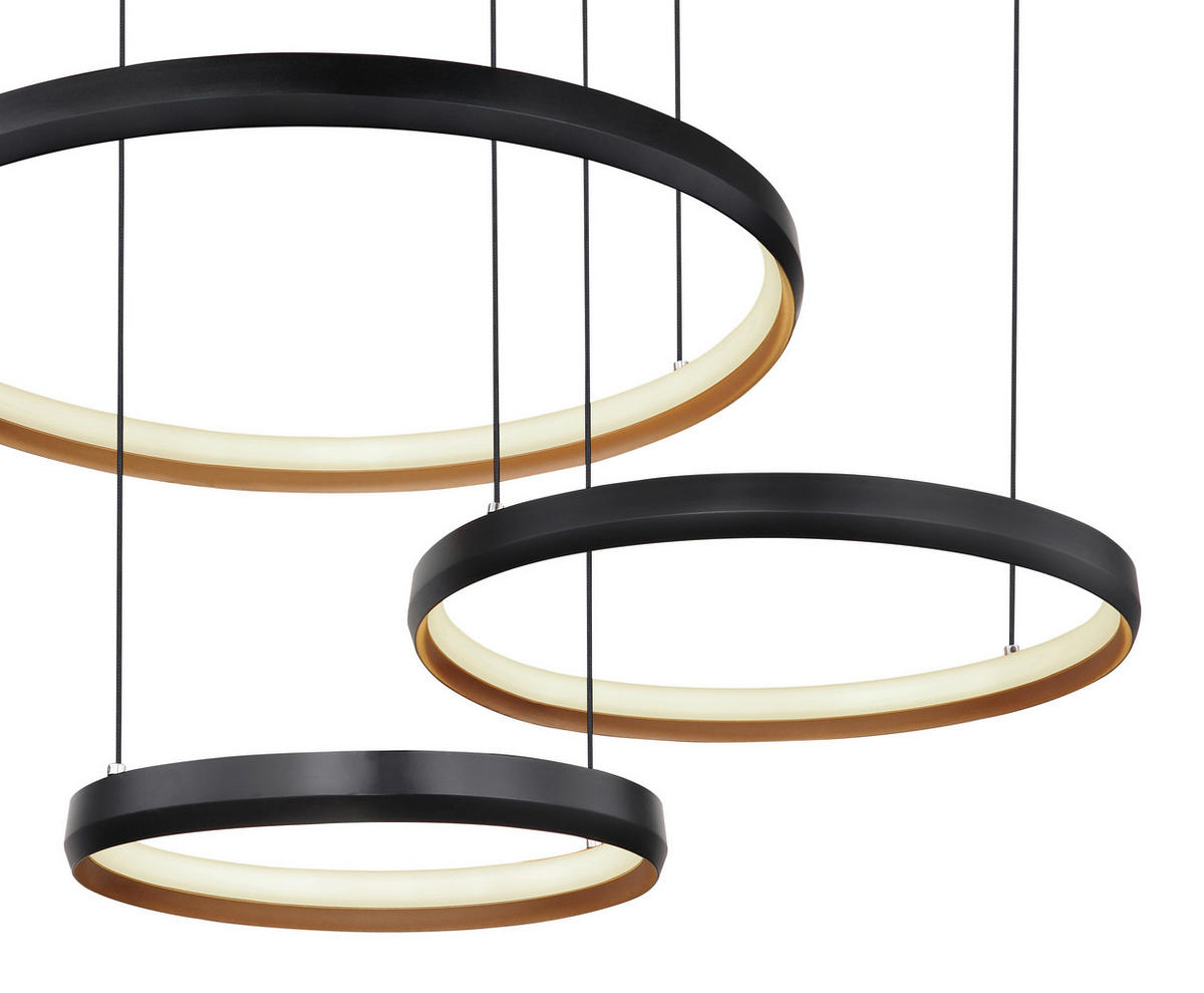 GLOBO Pendelleuchte  67193-55H Halli gold Opal schwarz Acryl Metall B/H/L: ca. 50,3x150x76,7 cm null 3 Brennstellen Halli - gold/schwarz (76,70/50,30/150,00cm) - GLOBO