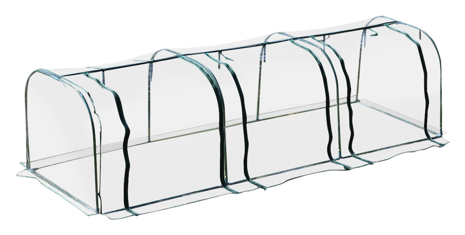 Outsunny Folientunnel B/H/L: ca. 100x80x400 cm Folientunnel 845-234V01 - dunkelgrün/transparent (400,00/100,00/80,00cm) - Outsunny