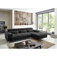 Ecksofa mit elektrischer Sitztiefenverstellung schwarz Flachgewebe B/H/T: ca. 285x99x201 cm Speed_2F/li-OT/re_004_Ecksofa - schwarz/Chrom (285,00/99,00/201,00cm)