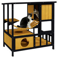 PawHut Katzen-Zubehör schwarz Polypropylen B/H/L: ca. 60x84,5x88 cm Katzenhaus - gelb/schwarz (88,00/60,00/84,50cm) - PawHut