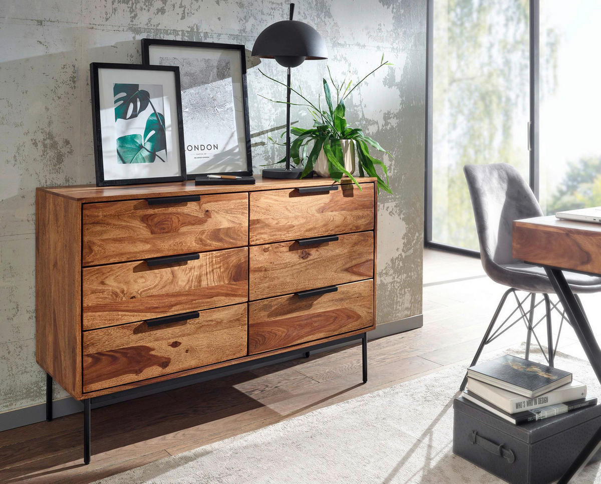 Kommode rosenholz Nachbildung B/H/T: ca. 117x80x42 cm Kommode - rosenholz (117,00/80,00/42,00cm) - Wohnling