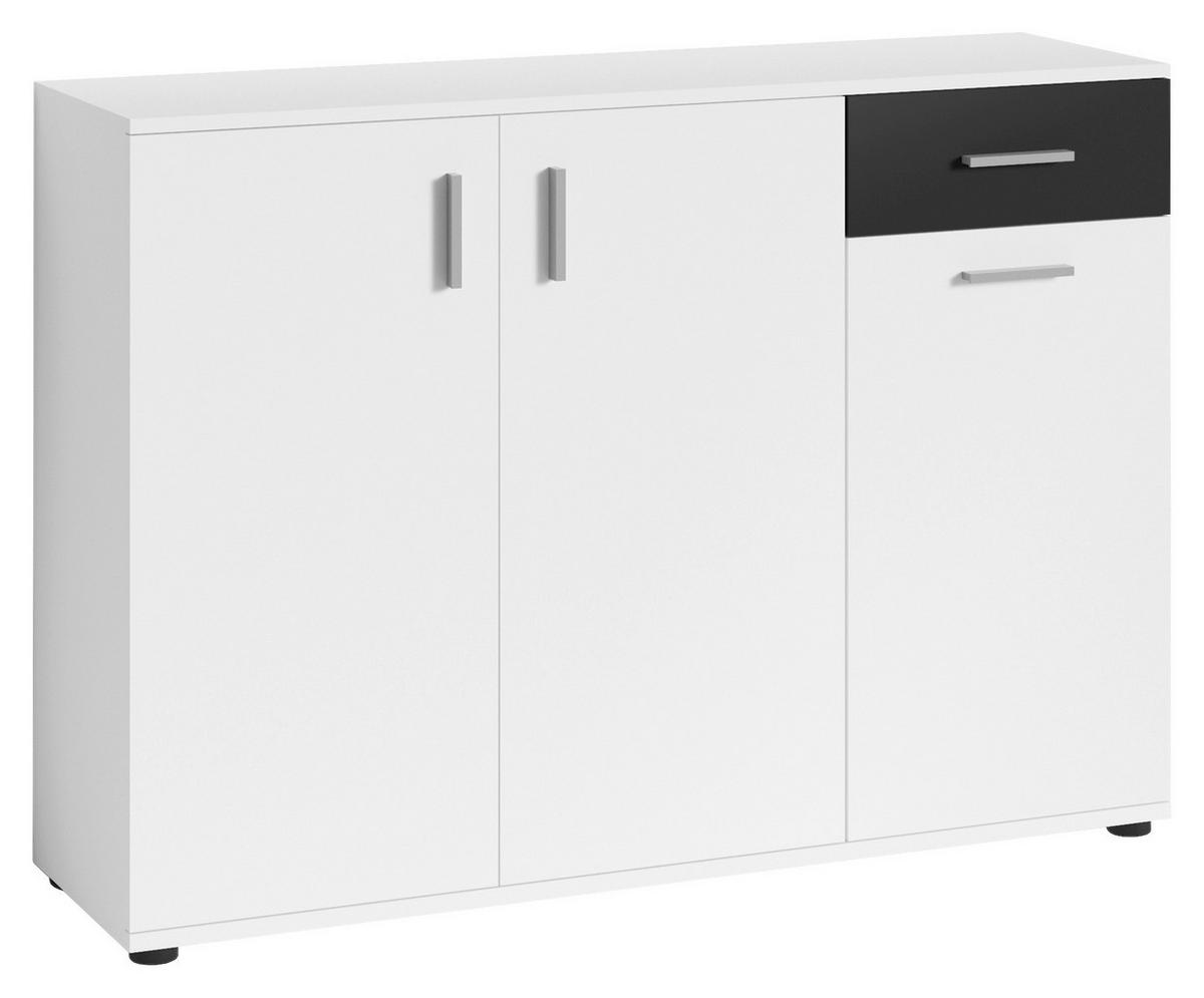 Kommode JAKOB weiß schwarz silber B/H/T: ca. 110x83,5x35,5 cm JAKOB - weiß/schwarz (110,00/83,50/35,50cm) - byLIVING