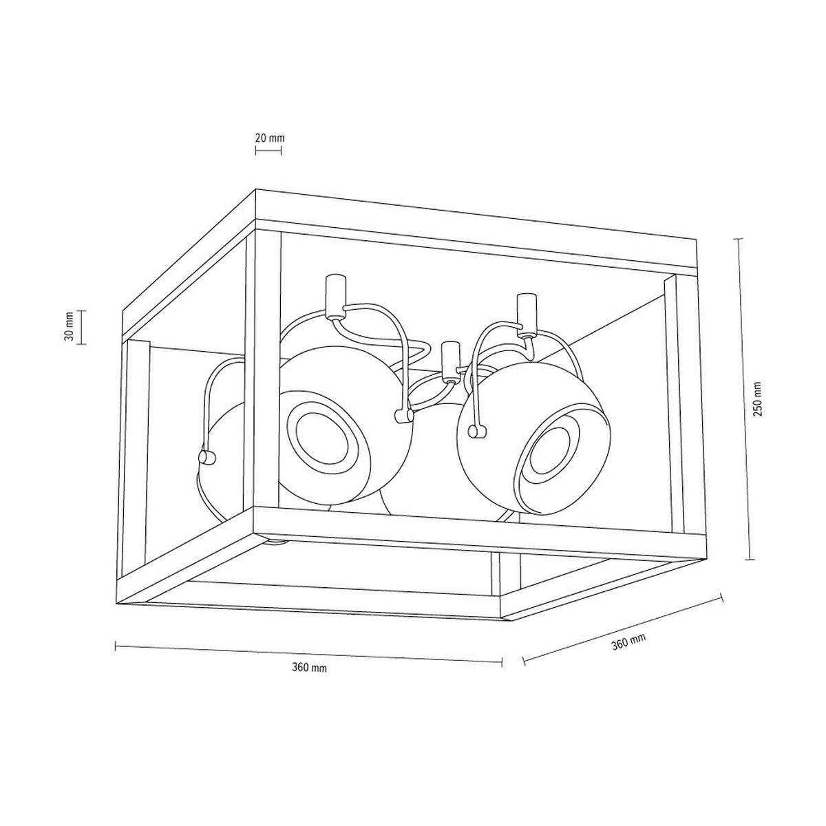 SPOT Light Deckenleuchte Eiche Satiniert Holz Metall B/H/L: ca. 36x25x36 cm GU10 4 Brennstellen Roy - Eiche/Satiniert (36,00/36,00/25,00cm) - SPOT Light