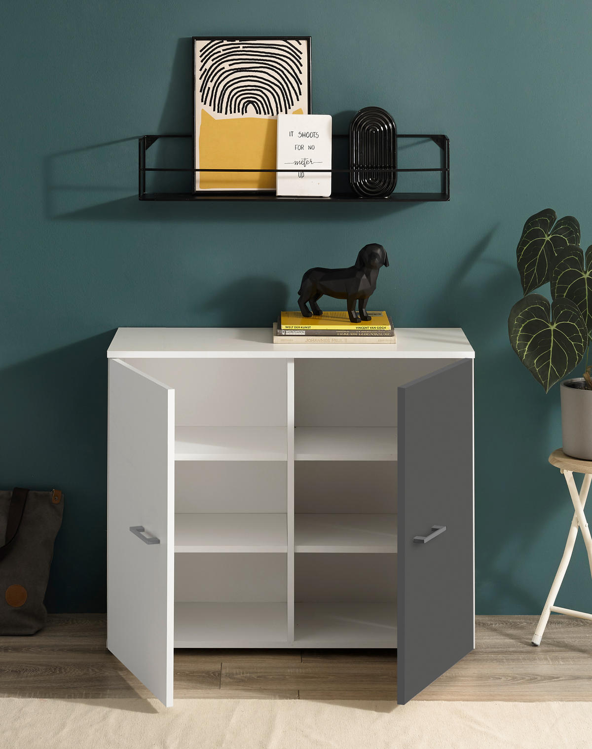 Kommode Alex weiß Graphit B/H/T: ca. 90x75x37 cm Alex - weiß/Graphit (90,00/75,00/37,00cm)