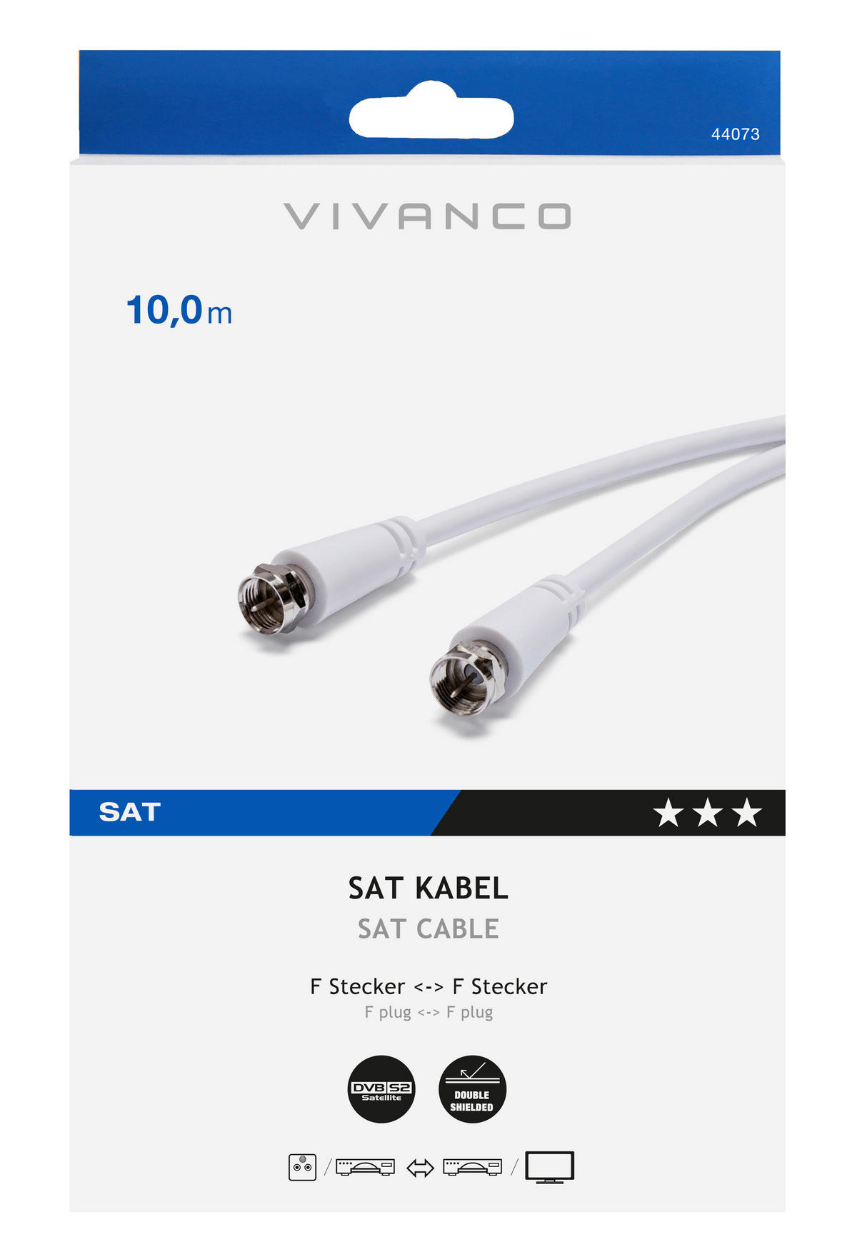 Vivanco SAT-Anschlusskabel SAT-Anschlusskabel 10,0m - (1000,00cm) - Vivanco