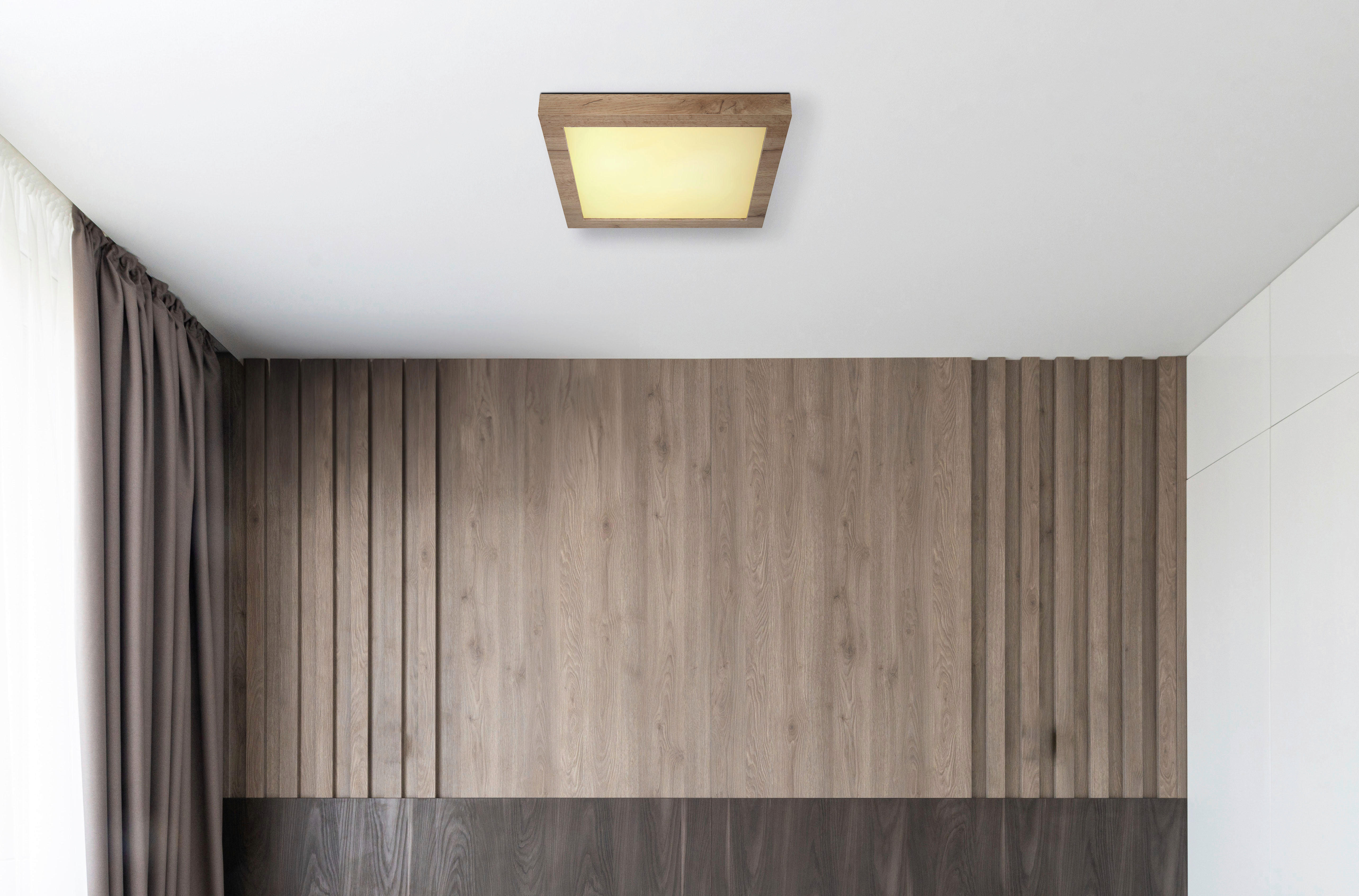 GLOBO LED-Deckenleuchte dunkelbraun weiß Metall Kunststoff MDF B/H/T: ca. 35x6x35 cm XAVVI - dunkelbraun/weiß (35,00/6,00/35,00cm) - GLOBO