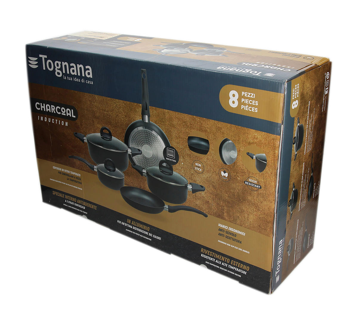 TOGNANA Topfset Grancucina Cop.& Char schwarz Aluminium 8 tlg. Grancucina Cop.& Char - schwarz - TOGNANA