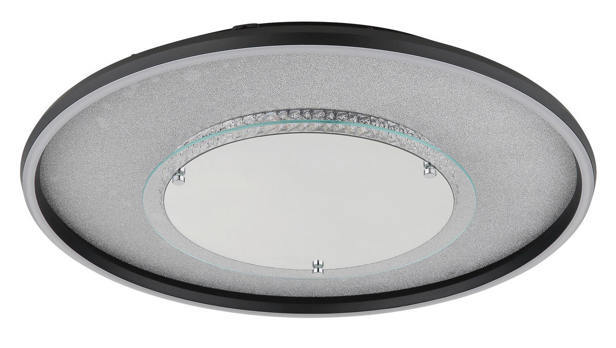 GLOBO Deckenleuchte schwarz silber klar Glas Aluminium Kunststoff H/D: ca. 6,8x51,5 cm 1 Brennstellen Mirrora - klar/schwarz (51,50/6,80cm) - GLOBO