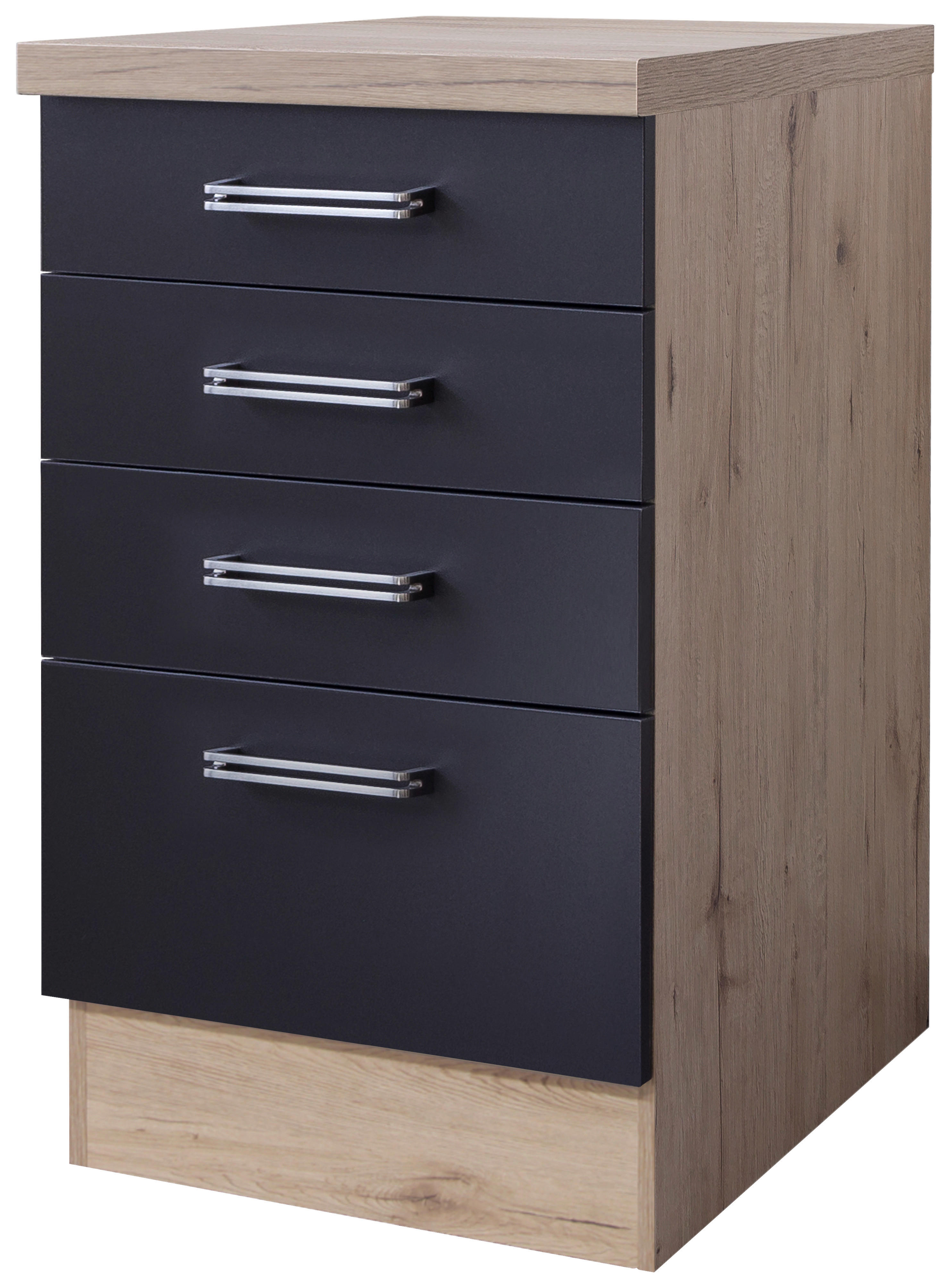 Schubkastenschrank Elva anthrazit B/H/T: ca. 50x86x60 cm Elva - Eiche/anthrazit (50,00/86,00/60,00cm) - Flex-Well