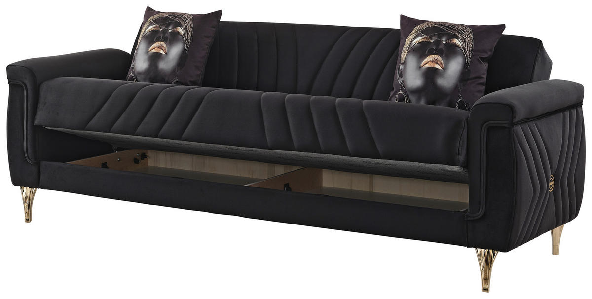 Schlafsofa Lozan schwarz B/H/T/L: ca. 230x49x86x84 cm Lozan - gold/schwarz (84,00/230,00/49,00cm)