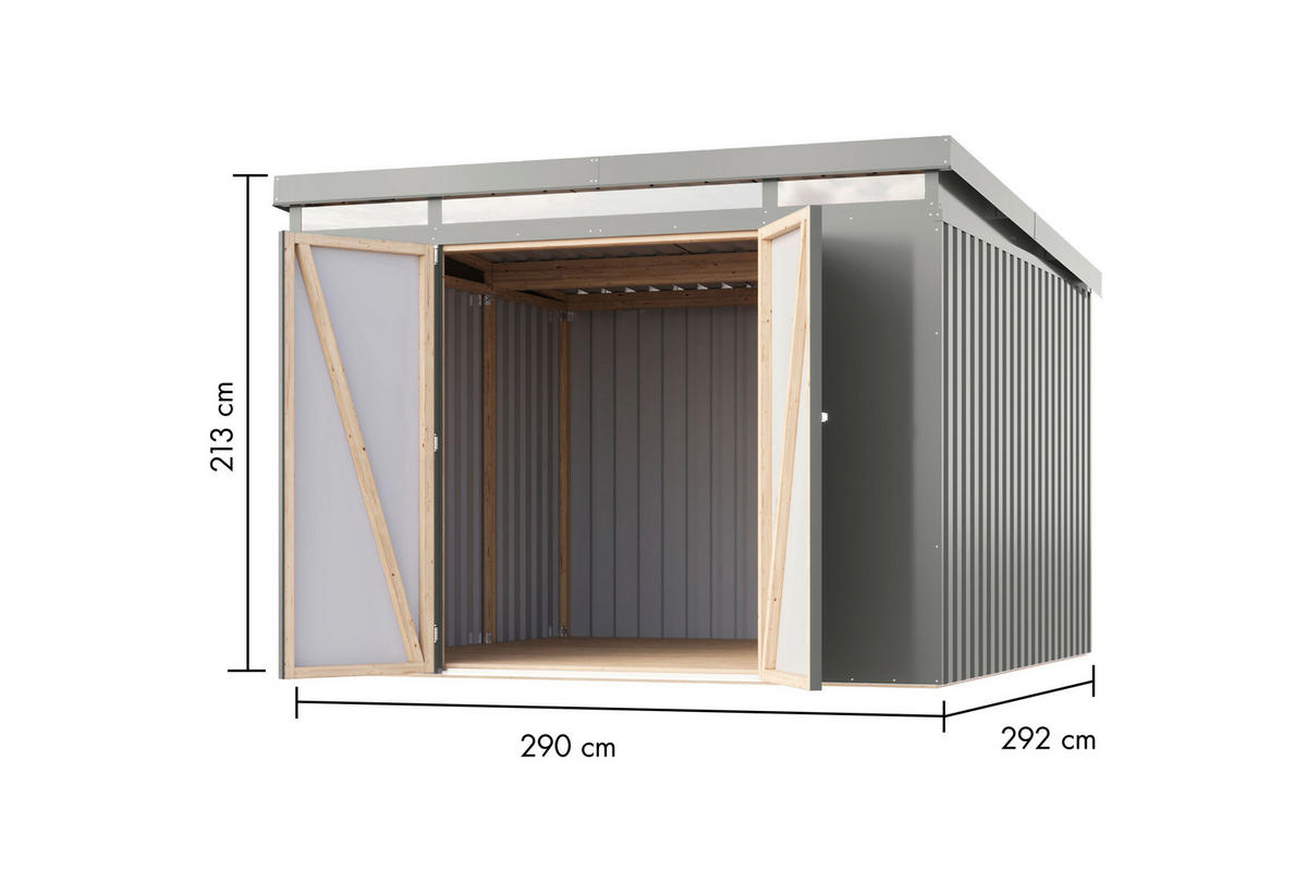 Karibu Gartenhaus IIndra 3,5 grau B/H/T: ca. 289x213x289 cm IIndra 3,5 - grau (289,00/213,00/289,00cm) - Karibu