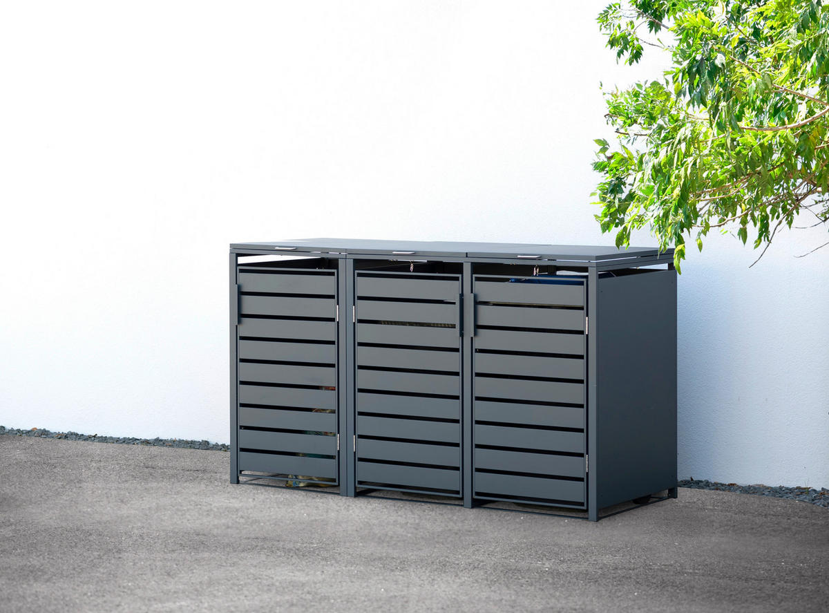Westmann Mülltonnenbox3-fach Kubus 3-fach Kubus - anthrazit (200,00/116,00/80,00cm) - Westmann