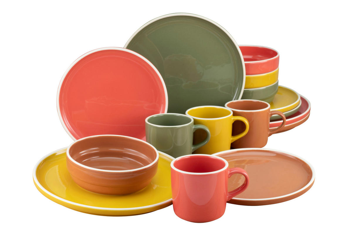 CreaTable Kombiservice INDIAN SUMMER multicolor Steingut 16 tlg. INDIAN SUMMER - multicolor - CreaTable