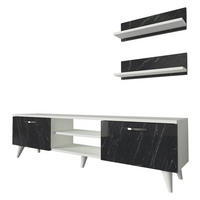 Wohnwand Geacles weiß dunkelgrau Marmor Optik B/H/T: ca. 150x40,6x30 cm Geacles - weiß/dunkelgrau (150,00/40,60/30,00cm) - moebel17