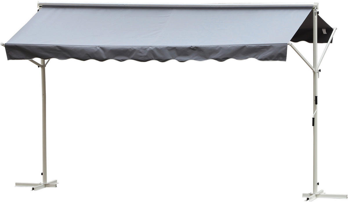 Outsunny Standmarkise grau Polyester-Mischgewebe B/H/L: ca. 294x250x295 cm Standmarkise_mit_Kurbel - grau (295,00/294,00/250,00cm) - Outsunny