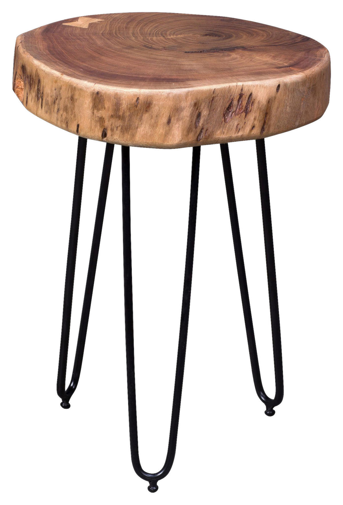 Beistelltisch natur schwarz Akazie Metall B/H/T: ca. 35x45x35 cm Beistelltisch - natur/schwarz (35,00/45,00/35,00cm) - Wohnling
