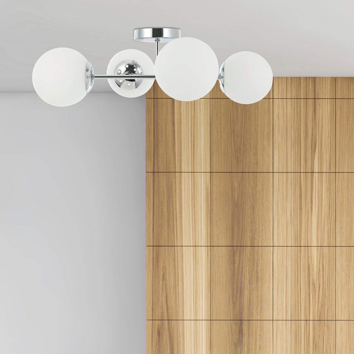 Lamkur Kronleuchter Chrom Stahl Glas B/H/L: ca. 19x44x61 cm E14 4 Brennstellen Maddie - Chrom (61,00/19,00/44,00cm) - Lamkur