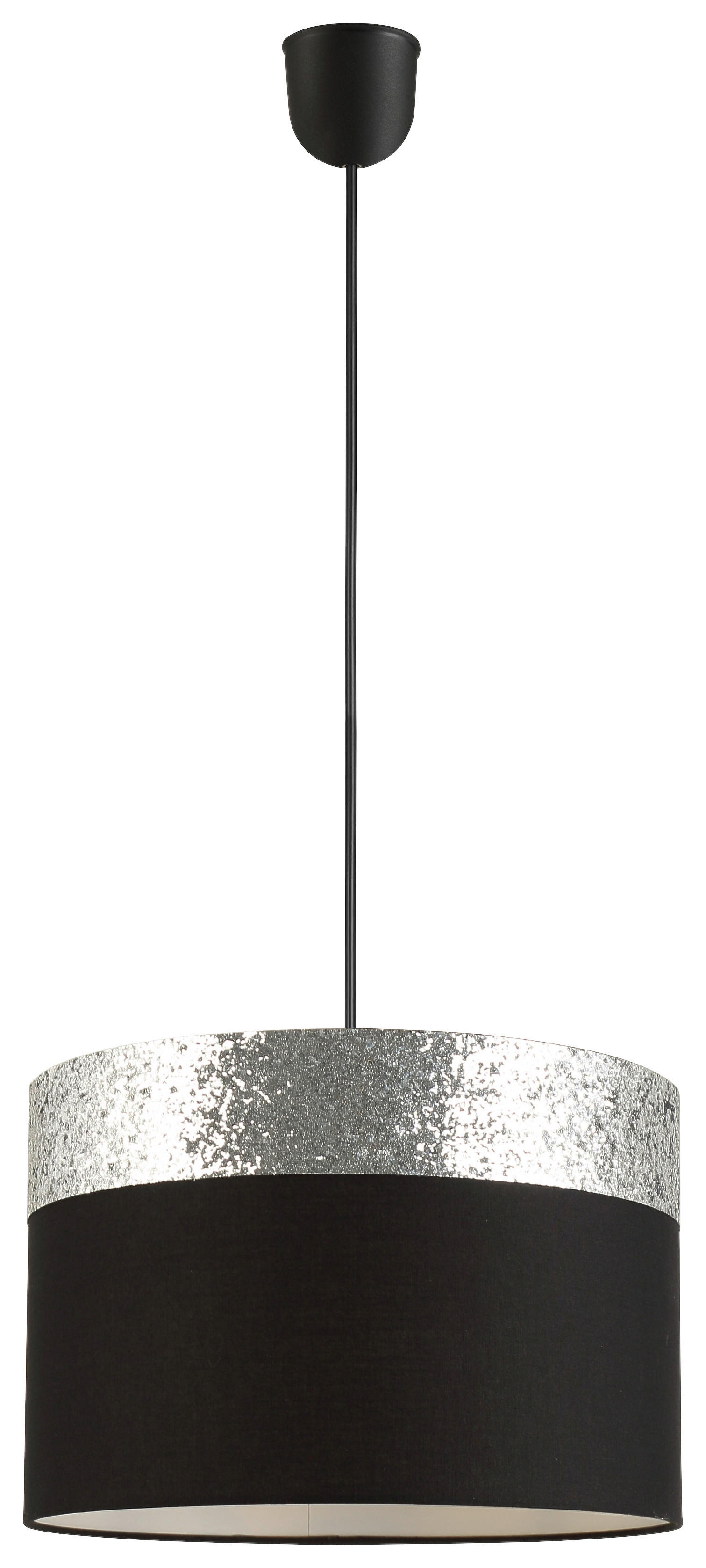 Pendelleuchte schwarz silber Metall L/D: ca. 120x30 cm E27 1 Brennstellen Pendelleuchte_Romka - schwarz/silber (30,00cm)