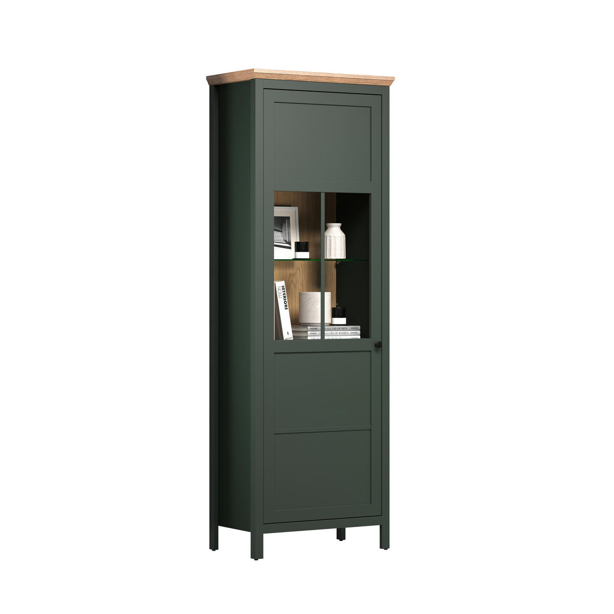 Vitrine Stanton tannengrün Eiche Evoke Coast Nachbildung B/H/T: ca. 69x198x39 cm Stanton - Eiche/tannengrün (69,00/198,00/39,00cm)