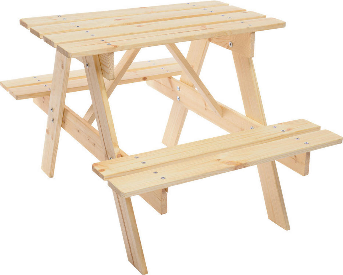 Timbela Kindersitzgarnitur M012 natur Holz B/H/L: ca. 60x50x81 cm M012 - natur (81,00/60,00/50,00cm) - Timbela
