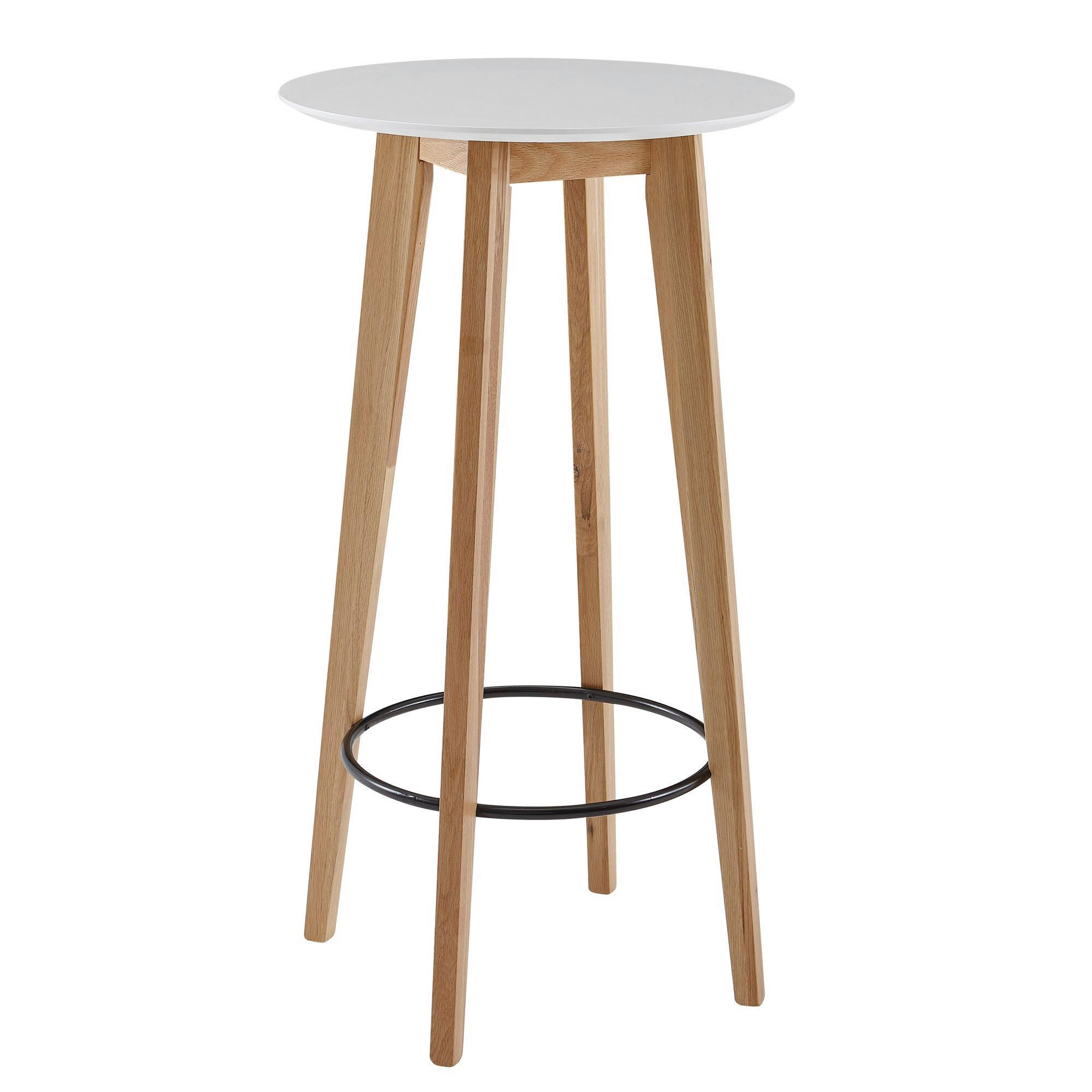 Bartisch weiß matt natur MDF B/H/T: ca. 60x110x60 cm Bartisch - weiß/natur (60,00/110,00/60,00cm) - Wohnling