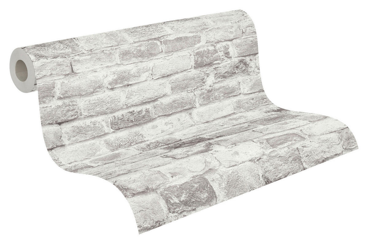 A.S.Creation Vliestapete grau weiß B/H/D: ca. 53x1005x8,6 cm Vliestapete - weiß/grau (8,60/1005,00cm) - A.S.Creation