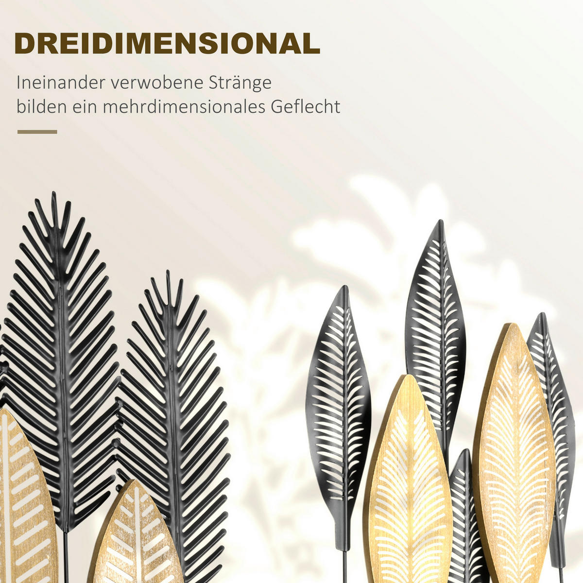 HOMCOM Wand-Element schwarz Polypropylen B/H/L: ca. 3x40x46 cm Wanddekoration - natur/schwarz (46,00/3,00/40,00cm) - HOMCOM