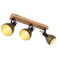 GLOBO Spot gold dunkelbraun Holz B/H/T: ca. 12,5x25x54 cm E27 3 Brennstellen LENNA - gold/dunkelbraun (12,50/25,00/54,00cm) - GLOBO