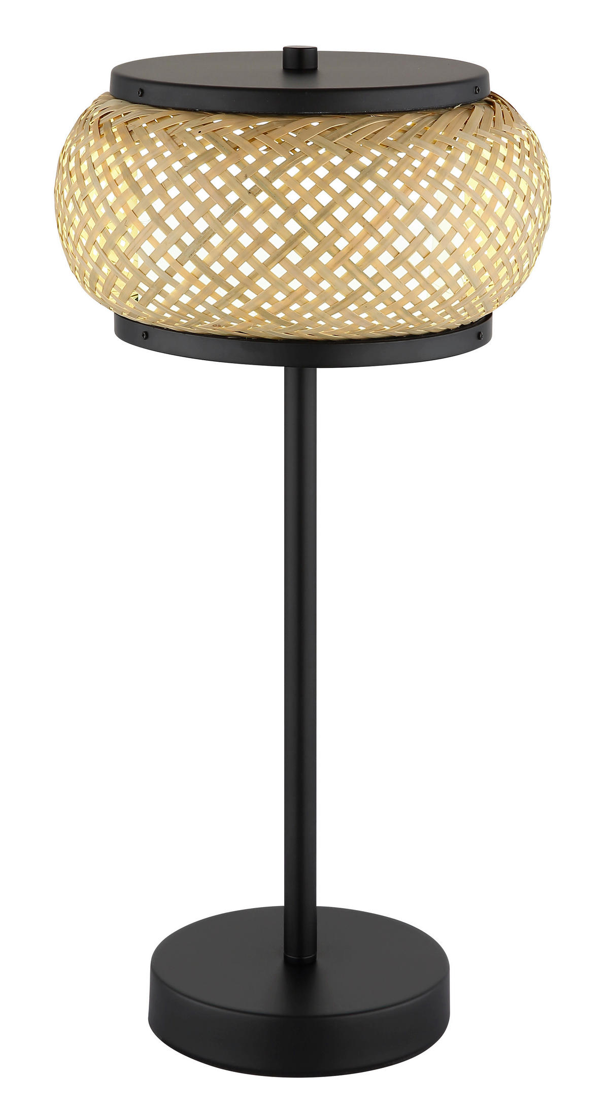 GLOBO Tischleuchte mattschwarz natur Metall Bambus H/D: ca. 46,1x22 cm 1 Brennstellen BAMBORA - natur/mattschwarz (22,00/46,10cm) - GLOBO