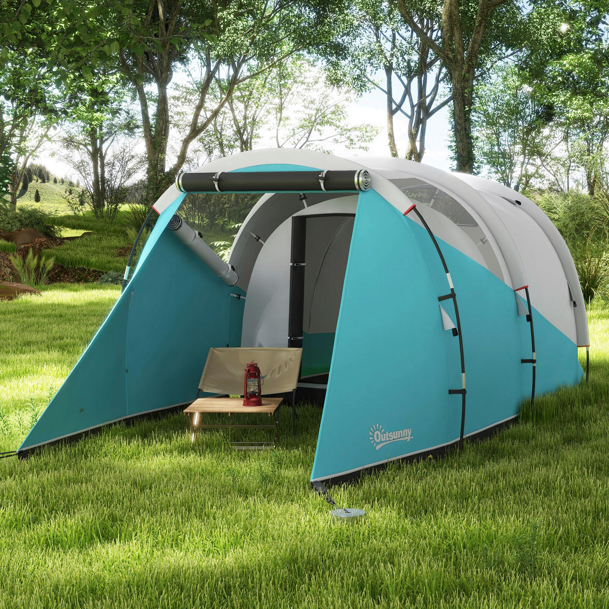 Outsunny Campingzelt B/H/L: ca. 260x190x460 cm Campingzelt - blau (460,00/260,00/190,00cm) - Outsunny