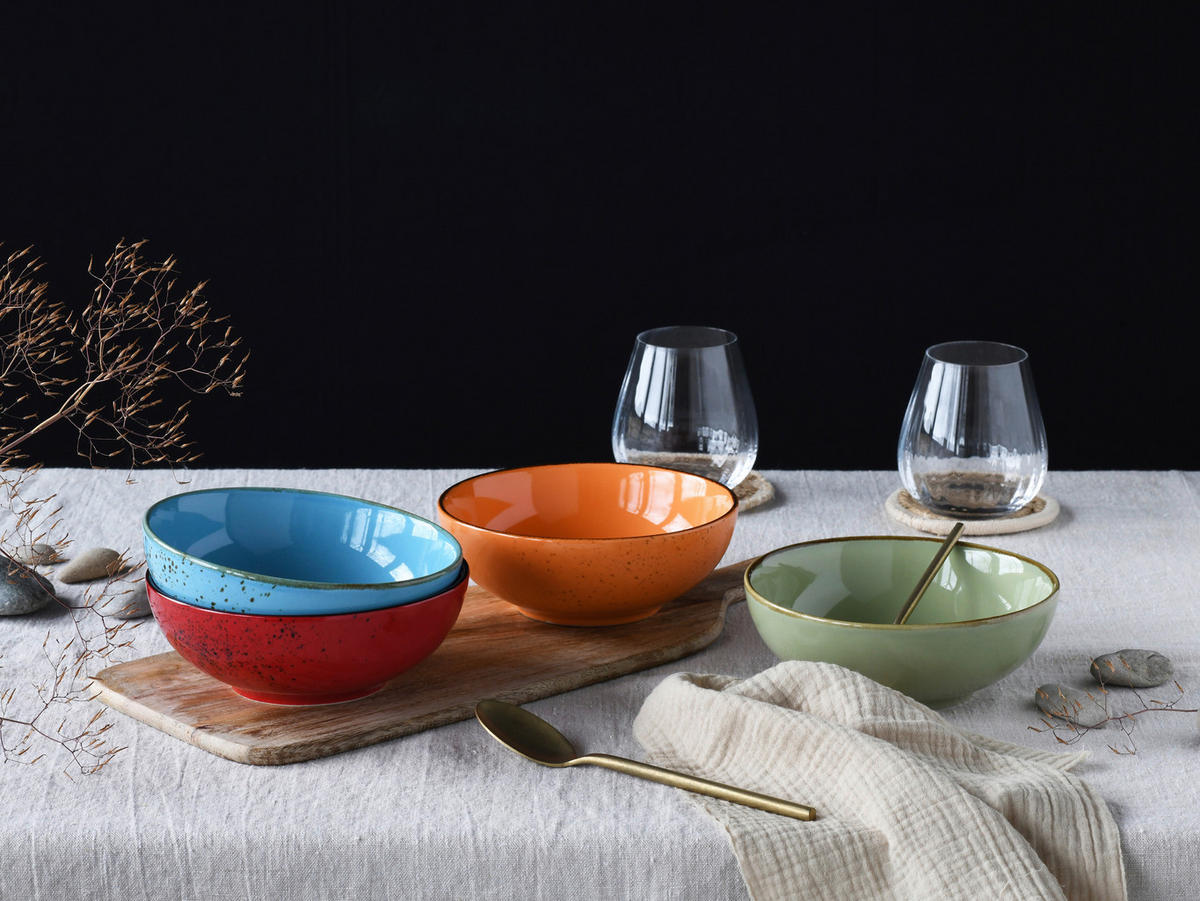 CreaTable Schüssel-Set Nature Collection Mediterran bunt Steinzeug Nature Collection Mediterran - bunt - CreaTable