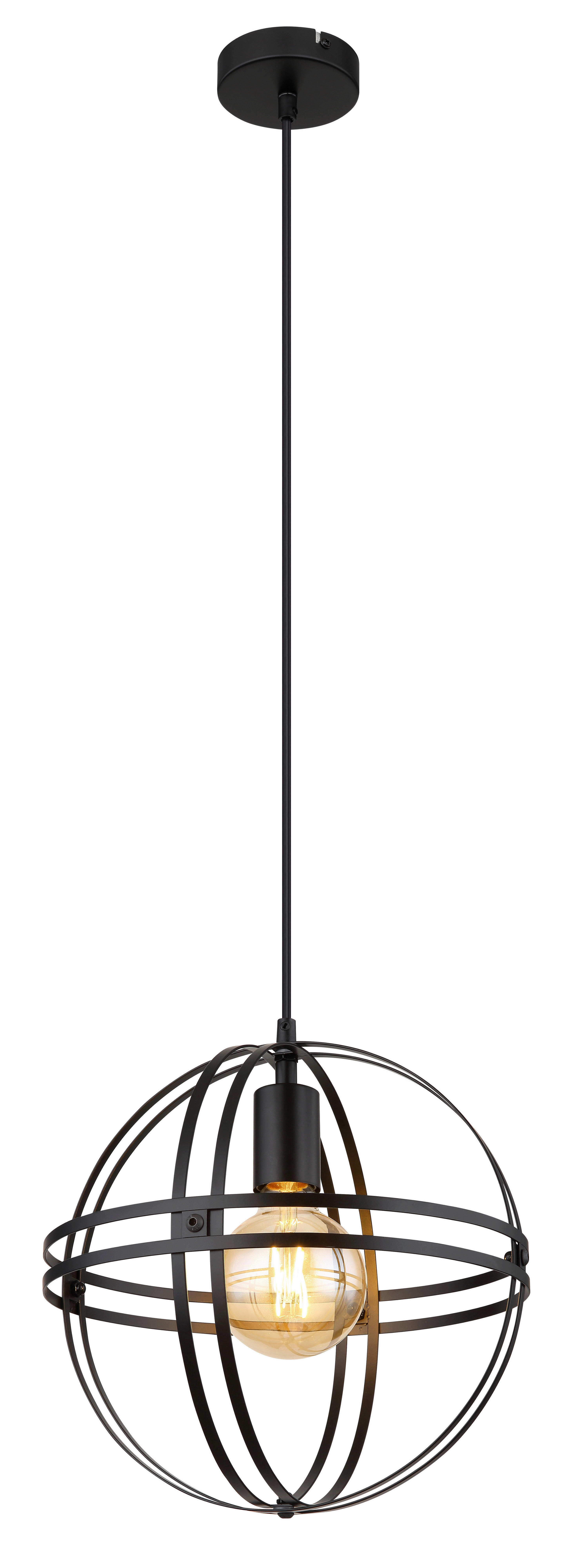 GLOBO Pendelleuchte schwarz Metall H/D: ca. 120x30 cm E27 1 Brennstellen günstig online kaufen