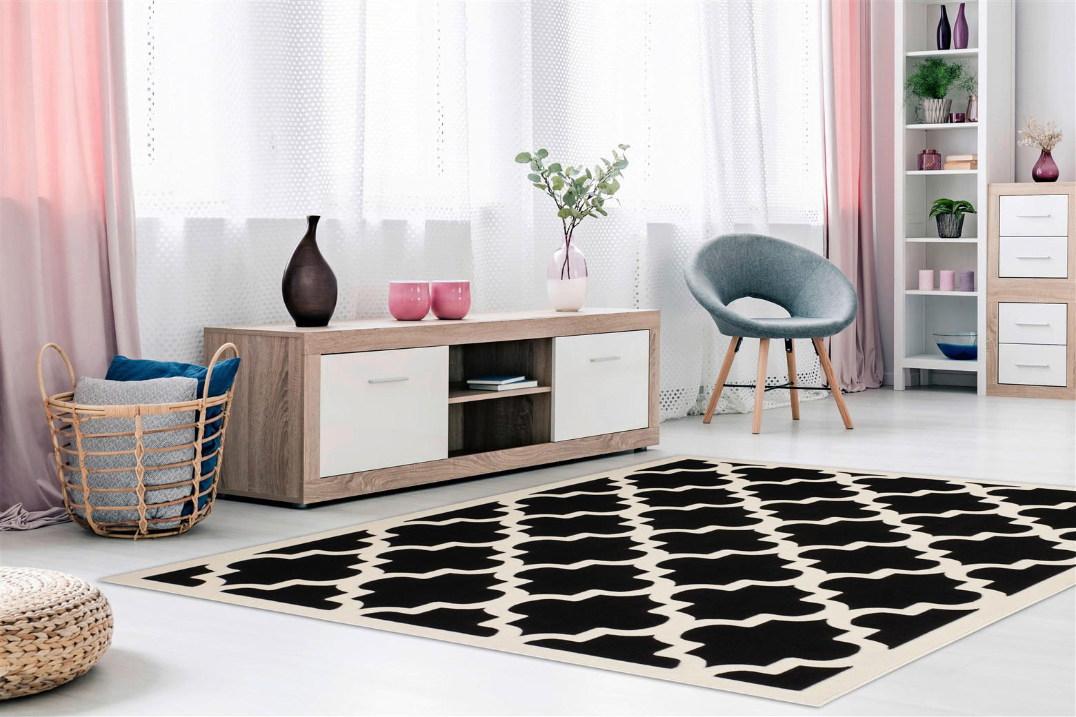 Kayoom Kurzflorteppich Manolya 2097 schwarz B/L: ca. 120x170 cm Manolya 2097 - schwarz (120,00/170,00cm) - Kayoom
