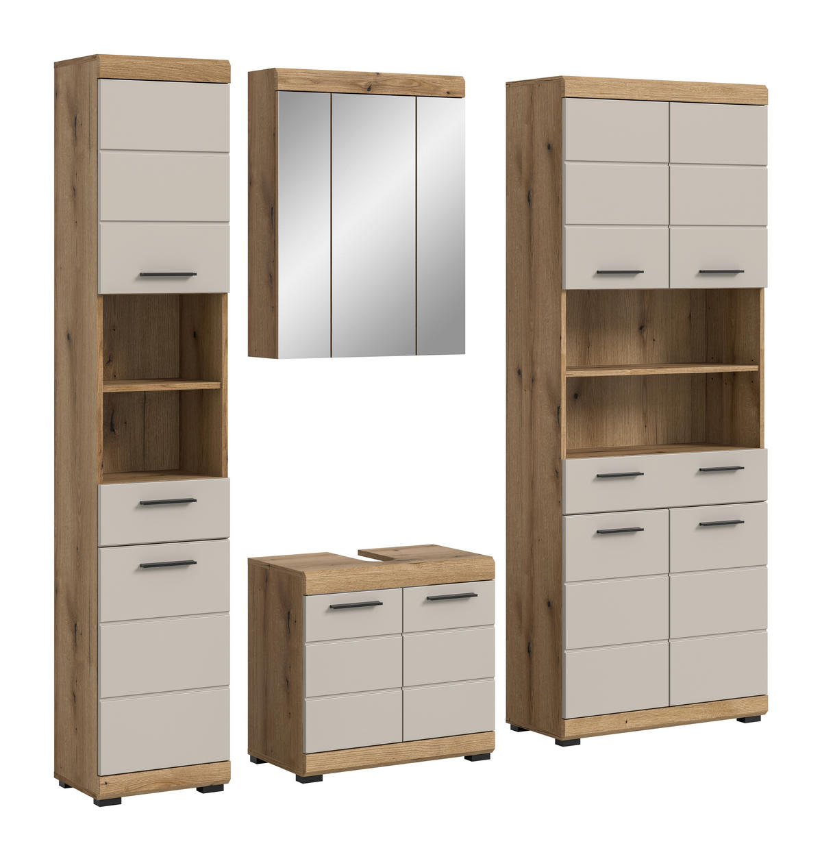 Badezimmer-Set Scout Evoke Oak Nachbildung Kaschmirgrau Nachbildung B/H/T: ca. 201x191x34 cm Scout - Kaschmirgrau (201,00/191,00/34,00cm) - xonox.home