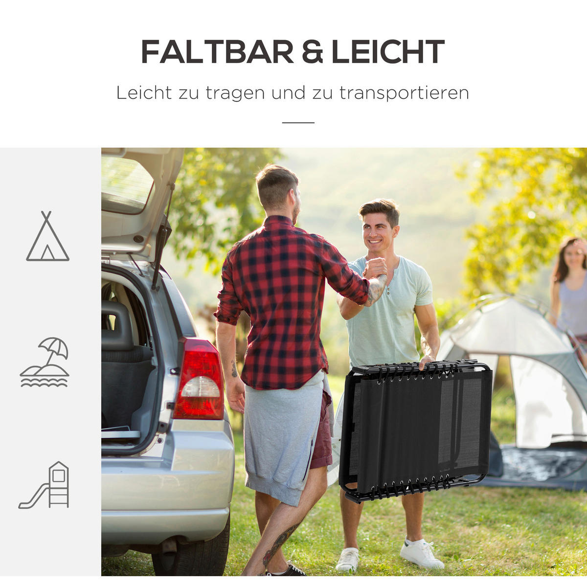 Outsunny Sonnenliege schwarz Netzstoff B/H/L: ca. 58x30x185 cm Sonnenliege - schwarz (185,00/58,00/30,00cm) - Outsunny